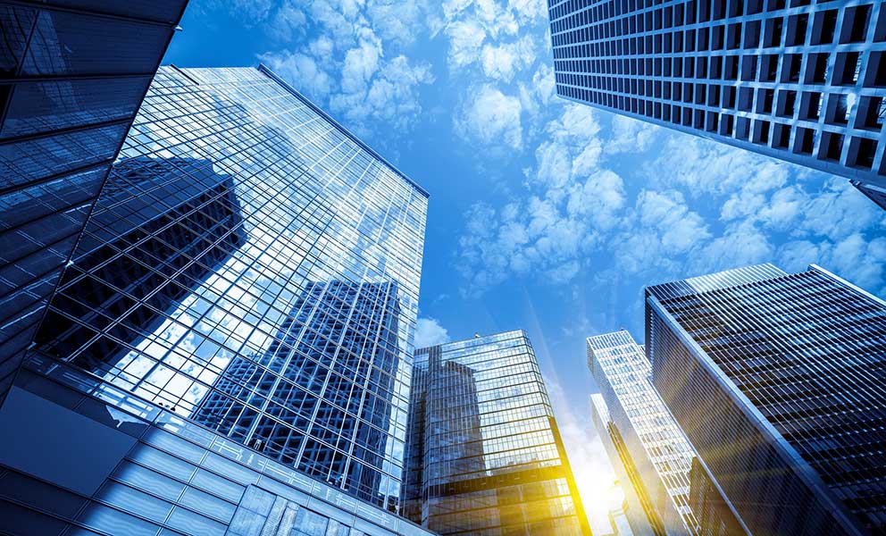 Commercial buildings in Hongkong are low angle, China,
